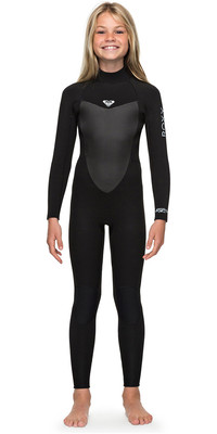 2024 Roxy Girls Prologue 4/3mm Back Zip Wetsuit Black ERGW103022