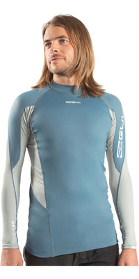 2024 Gul Mens Xola Long Sleeve Rash Vest RG0339-B9 - Blue / Grey