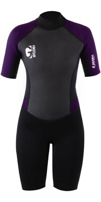 2024 Gul Womens G-Force 3mm Back Zip Shorty Wetsuit GF3306-B7 - Black / Mulberry