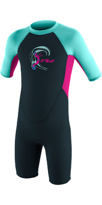 2024 O'Neill Toddler Reactor 2mm Back Zip Shorty Wetsuit 4867G - Slate / Berry / Seaglass