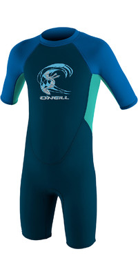 2024 O'Neill Toddler Reactor 2mm Back Zip Shorty Wetsuit 4867 - Slate / Aqua / Ocean