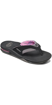 2024  Reef Womens Fanning Bottle Opener Flip Flops BLACK GREY R01626