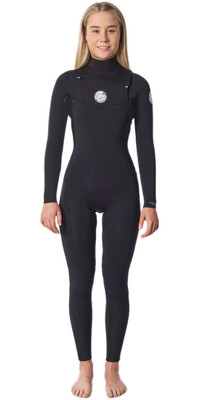 2023 Rip Curl Mujer Dawn Patrol Performance 3/2mm Chest Zip Neopreno WSMYDW - Black