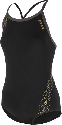 2024 Zone3 Womens Iconic Bound Back Swimsuit SW20WIB - Black / Grey / Gold