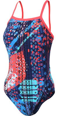 2021 Zone3 Womens Aztec 2.0 Strap Back Swimsuit SW18WAZ - Navy / Red / Blue