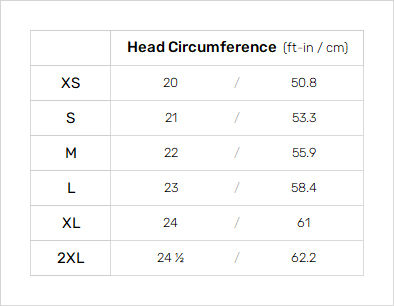 Xcel Hood 22 0 Size Chart