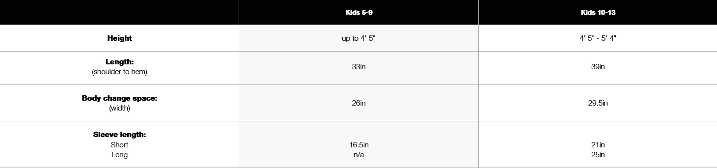 Dryrobe Junior 22 0 Tabla de Tallas