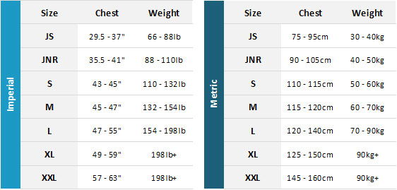 Gul Gamma BA 19 Mens Size Chart