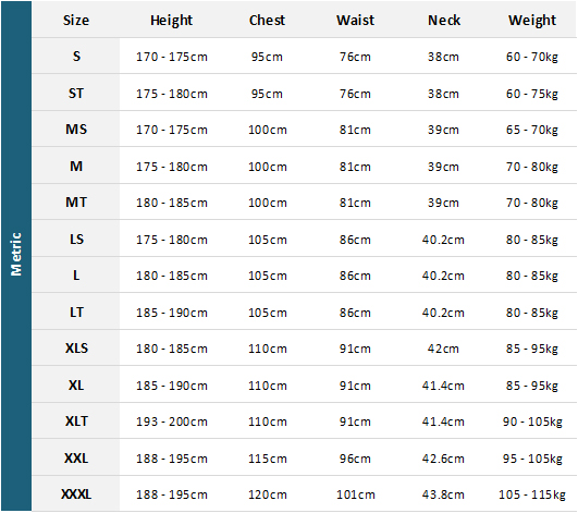 Peak Mens Wetsuits 22 Mens Size Chart