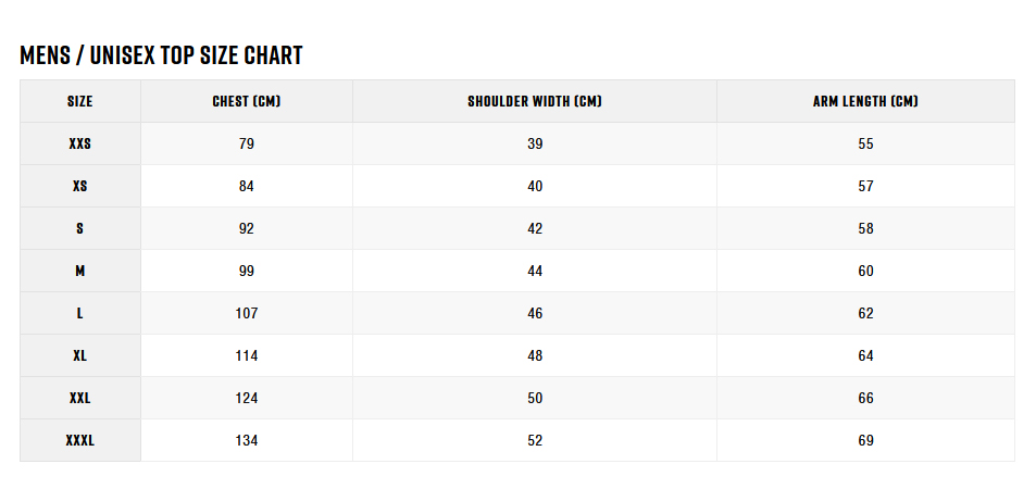 Zhik Mens Top 22 0 Size Chart