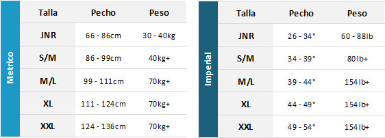 Crewsaver BA 19 Mens Tabla de Tallas